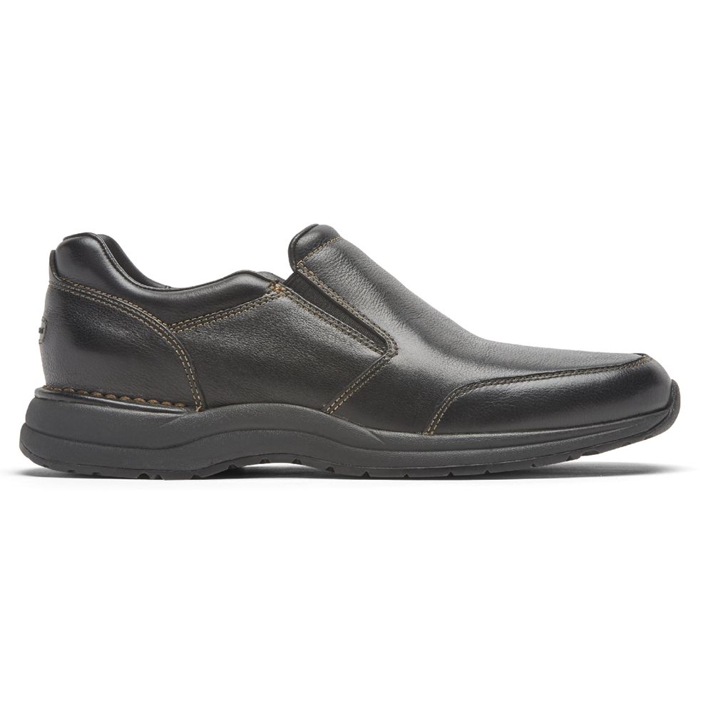 Rockport Canada Edge Hill 2 Double Gore Slip-On - Mens Walking Shoes Black (VFN795460)